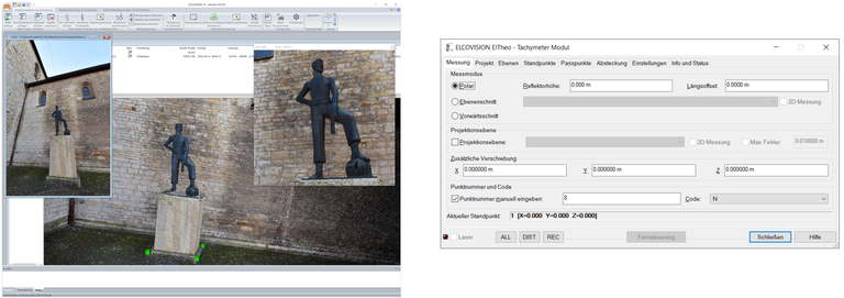 Statue of David in Schaffhausen and screenshot of ELCOVISION ELTheo